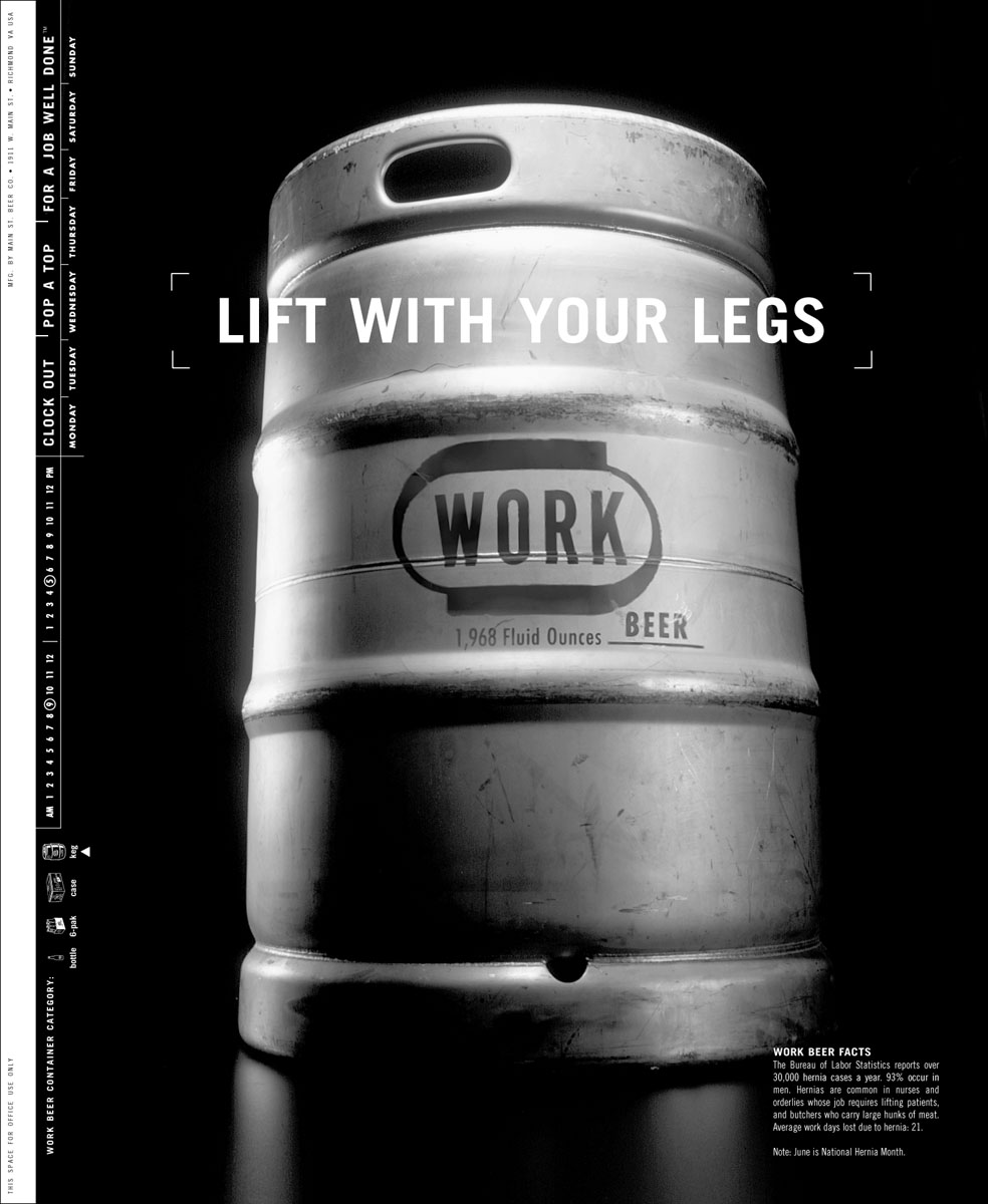 WORK Beer — Print and out-of-home campaign for WORK Beer.